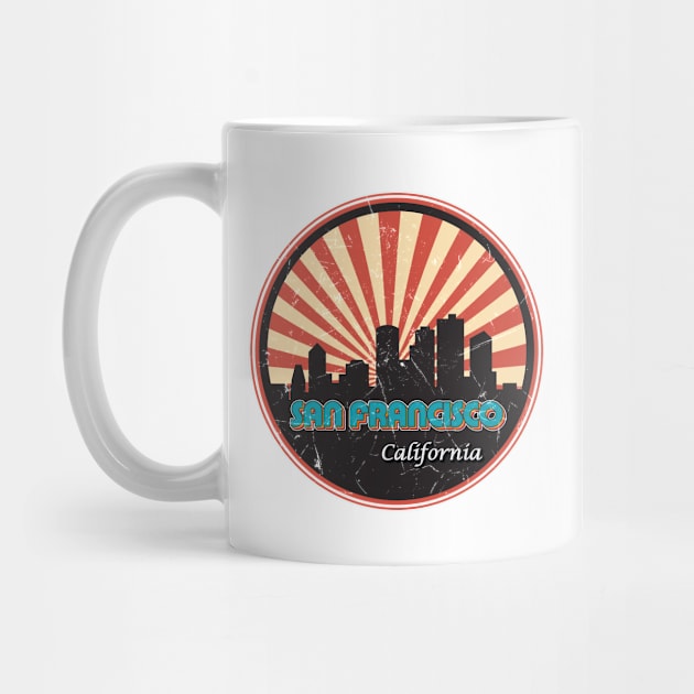 Vintage Retro San Francisco California City State Skyline by kalponik